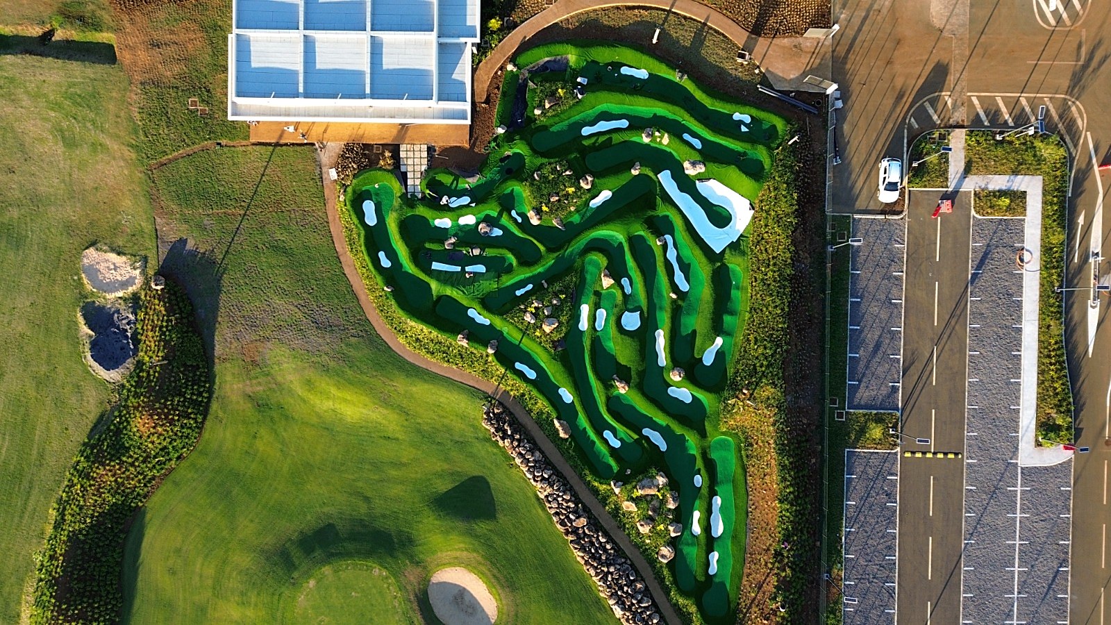 Aerial view of the Ti-Golf mini golf course at The Range